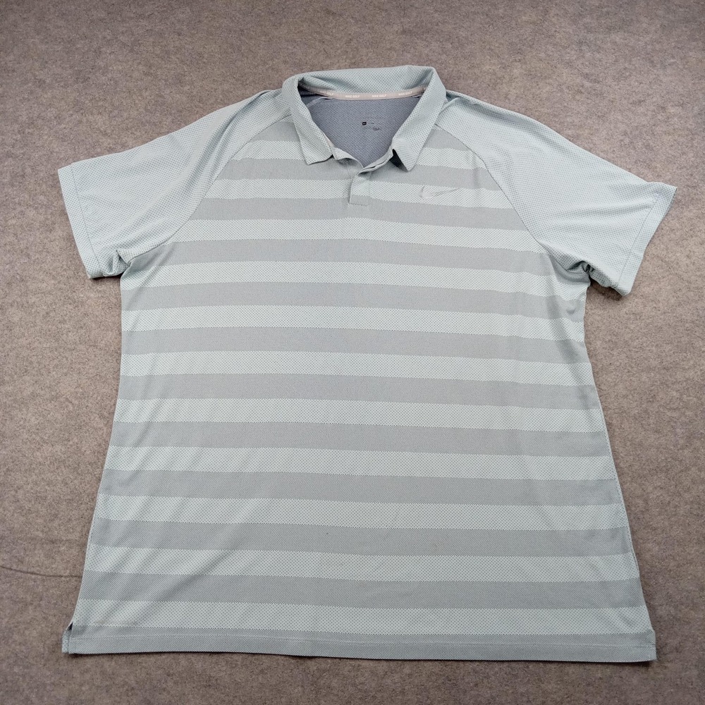 Nike Golf Polo Shirt Mens 2XL Blue Stripe Performance Lightweight AH8465-452